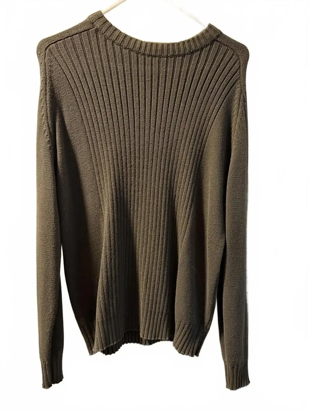 Rugged Trails Olive Green Ribbed Knit Sweater XL